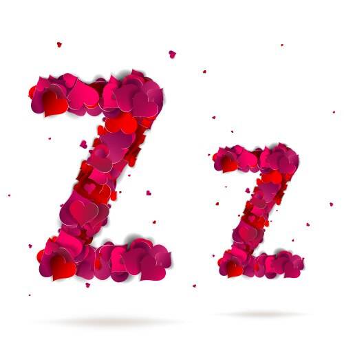 Letter z made from hearts love alphabet vector image