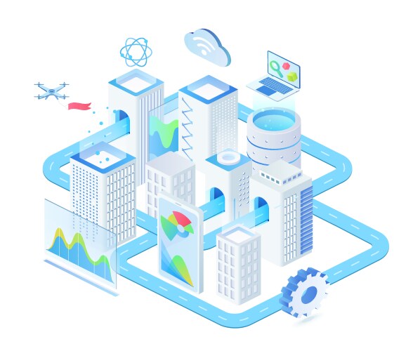 Digital technologies isometric vector image