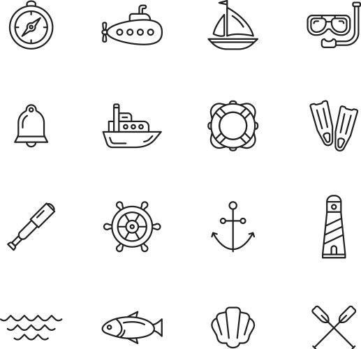 Nautical icons vector image