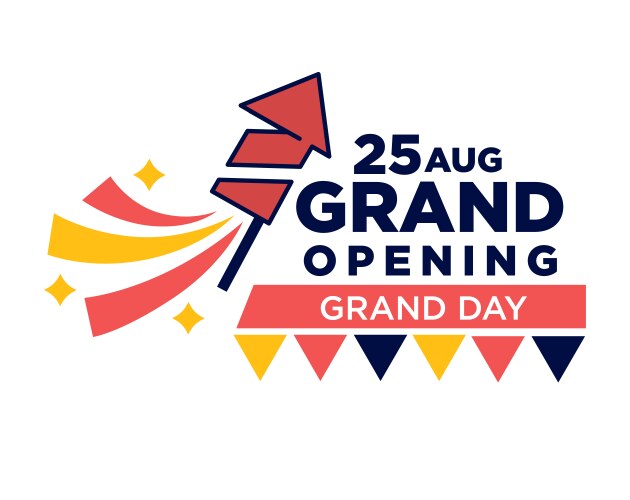 25 august grand opening day bright promotional vector image