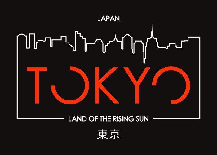 tokyo slogan for t-shirt with silhouette city vector image