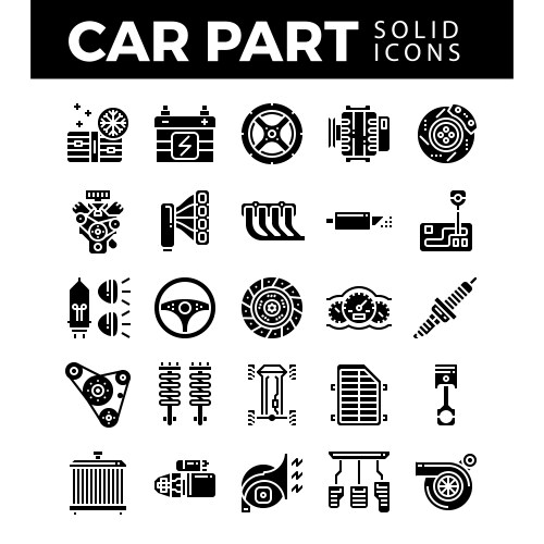 vehicle and car parts solid icons pixel perfect vector image