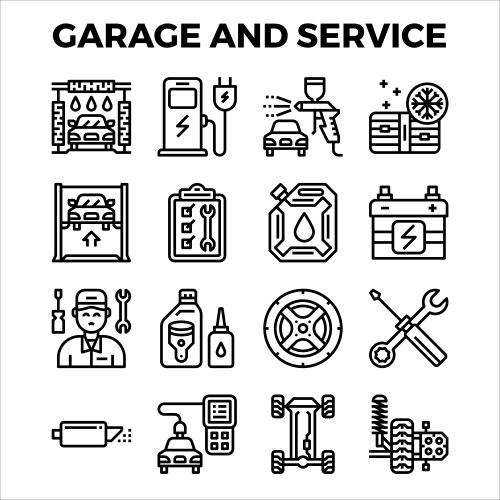 automotive garage and service outline icon vector image