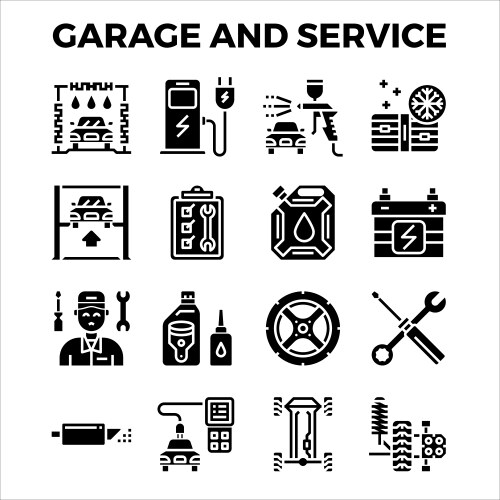 Automotive garage and service solid icon vector image