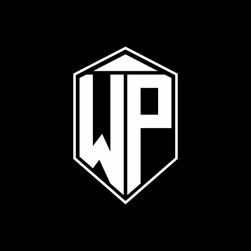 Wp logo monogram with emblem shape combination vector image