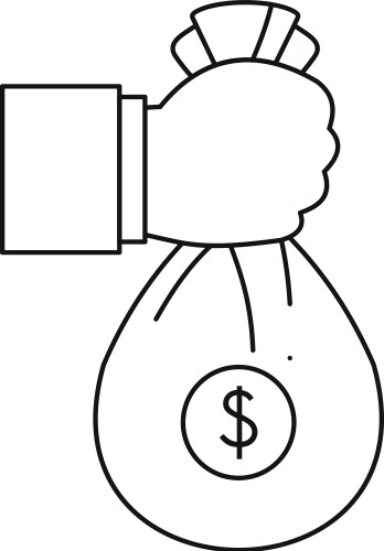 Corruption money bag icon outline style vector image