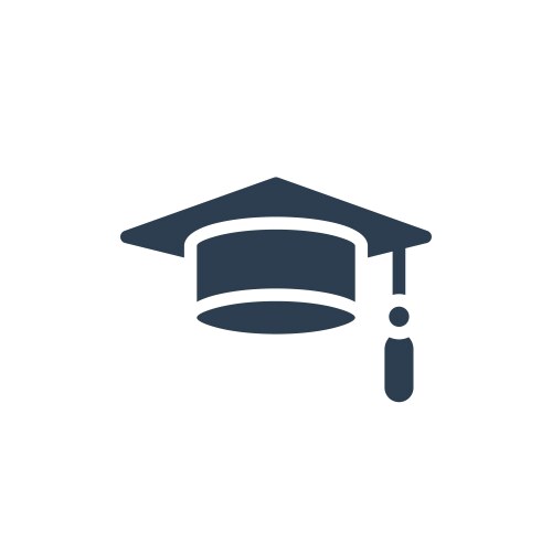 Graduation hat solid flat icon vector image