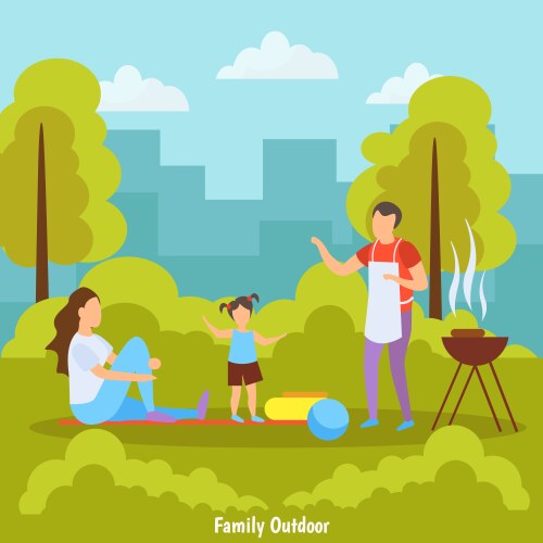 Family outdoor orthogonal composition vector image