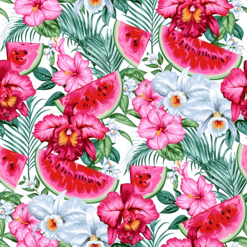 Seamless summer pattern with watermelon vector image