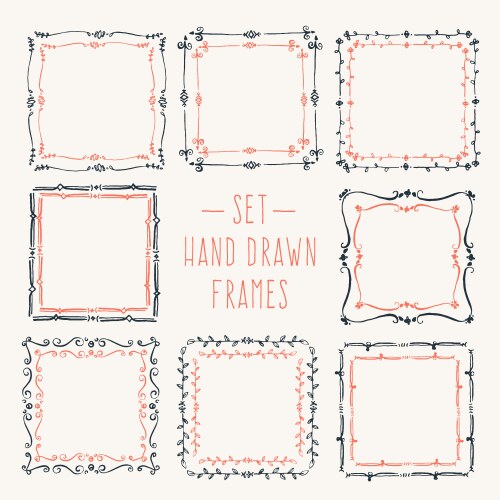 Set hand drawn line border vector image