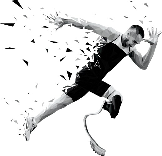 Explosive start athlete runner disabled amputee vector image