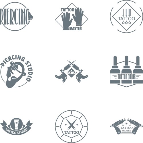 Tattooed logo set simple style vector image