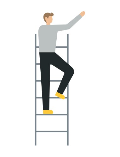 Business man standing on ladder vector image