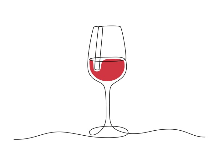 Continuous one line drawing wine glass red vector image