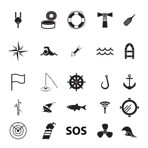 Set of icons on the theme fishing and sea vector image