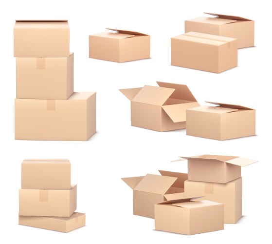 3d cardboard parcel box for package delivery icon vector image