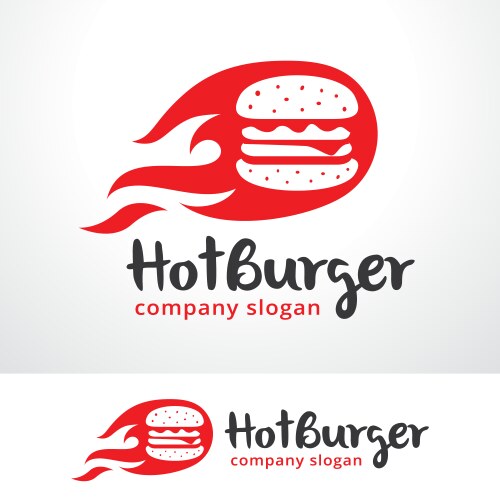 Hot burger logo template design emblem vector image