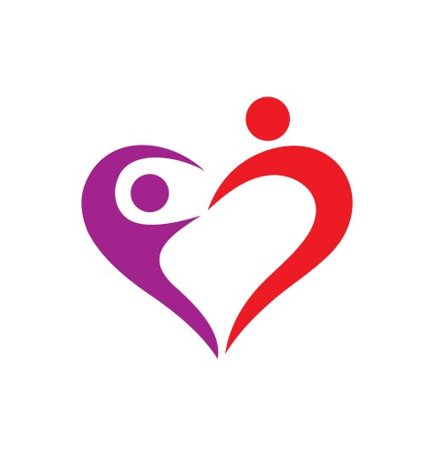 Heart love couple logo vector image