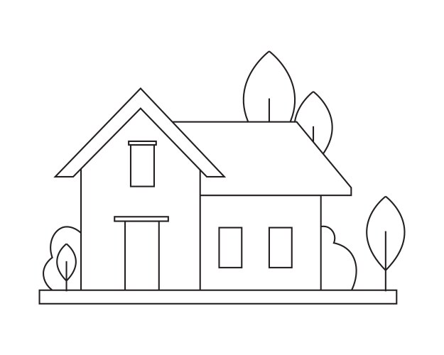 Easy simple house coloring page modern art vector image