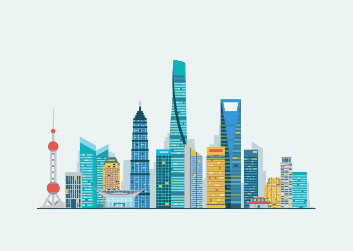 Shanghai abstract skyline vector image