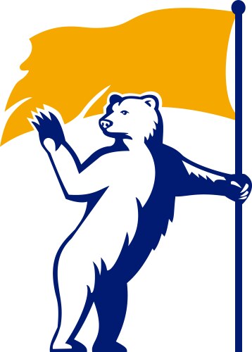 Polar bear holding flag waving mascot vector image