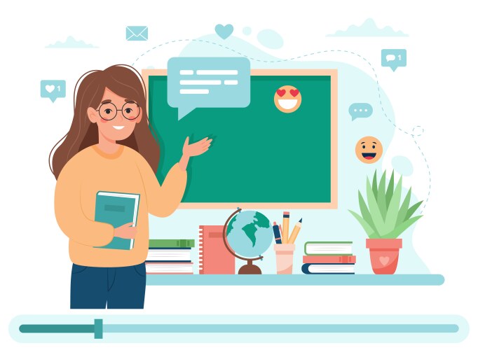 Webinar online education female teacher vector image