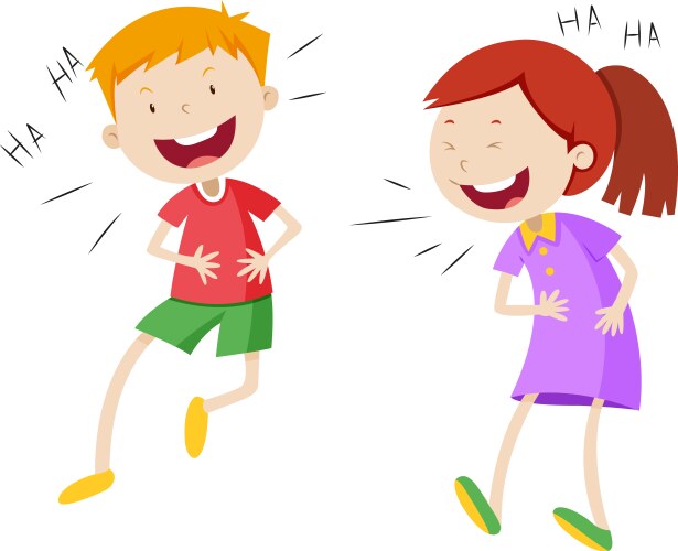 Happy boy and girl laughing vector image