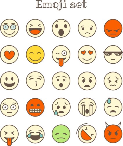 different thin line color icons set emoji vector image