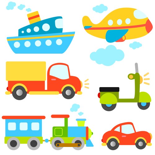 cartoon vehicles set vector image