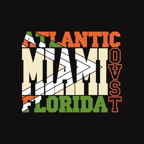 miami florida t-shirt fashion typography vector image