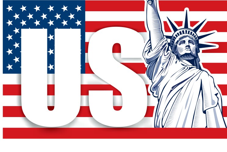 liberty statue nyc usa symbol flag vector image