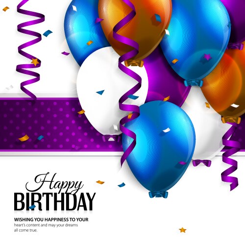 Birthday card with balloons and text vector image