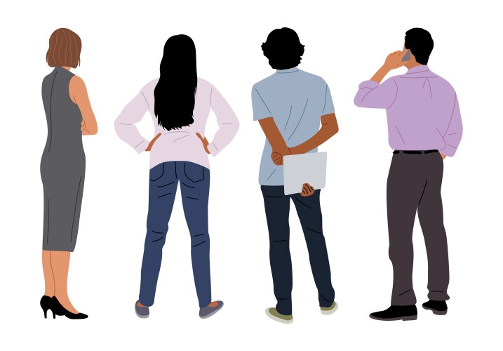 Set of business people standing rear view vector image