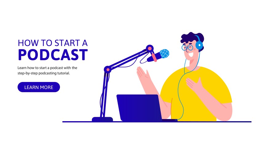 How to start podcast landing page design vector image