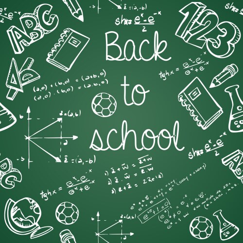 Education icons back to school green chalkboard vector image