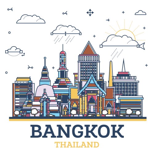 Outline bangkok thailand city skyline vector image