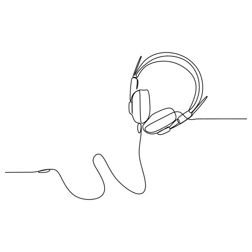 One line drawing continuous design of headphone vector image