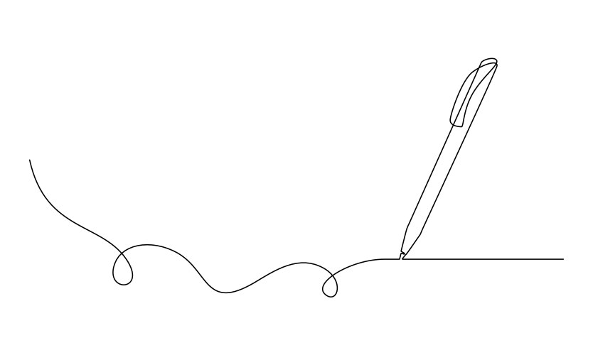 One continuous line drawing of pen writing wave vector image