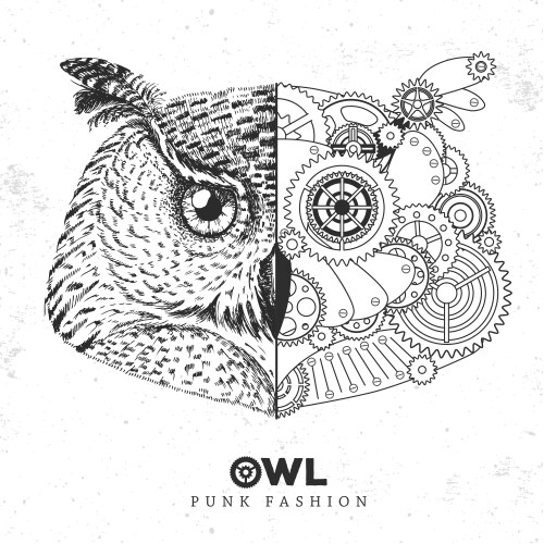 realistic and punk style owl face vector image