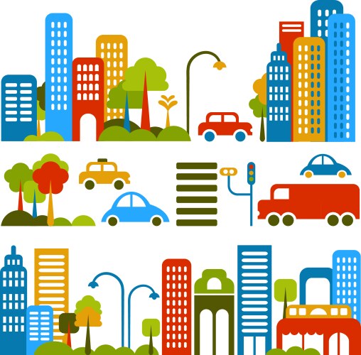 Cute city design elements vector image