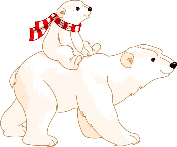 Polar bear mom and baby vector image