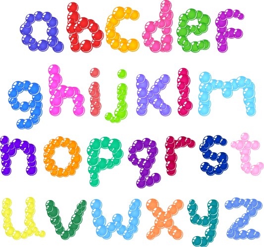 Lower case bubbles alphabet vector image