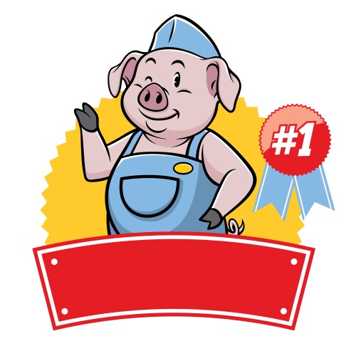 Pig mascot cartoon in waitress uniform vector image