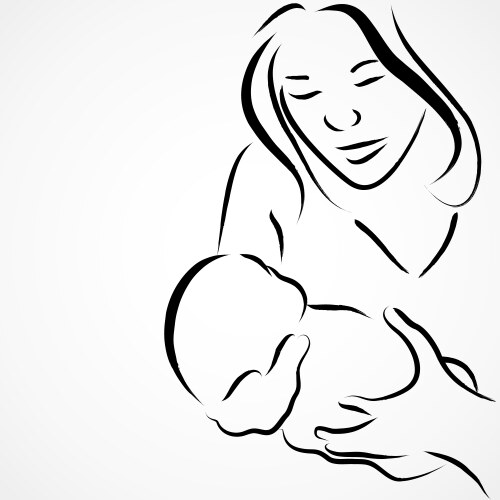 Mother and a baby sketch vector image