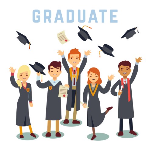 university young graduate students graduation vector image