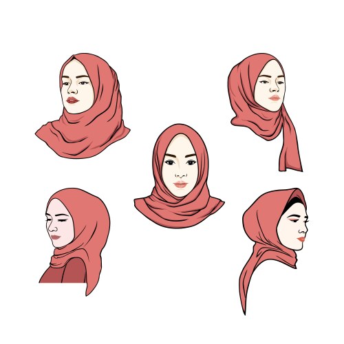 beautiful moslem girl pink hijab set design vector image