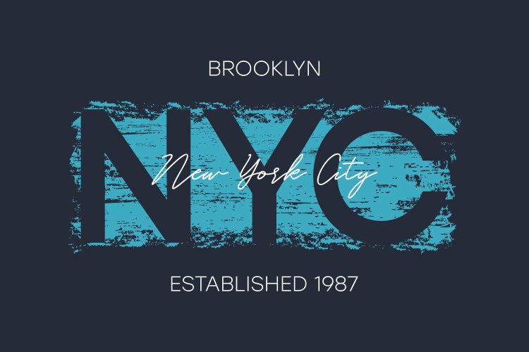 Nyc brooklyn t-shirt design with brush stroke vector image