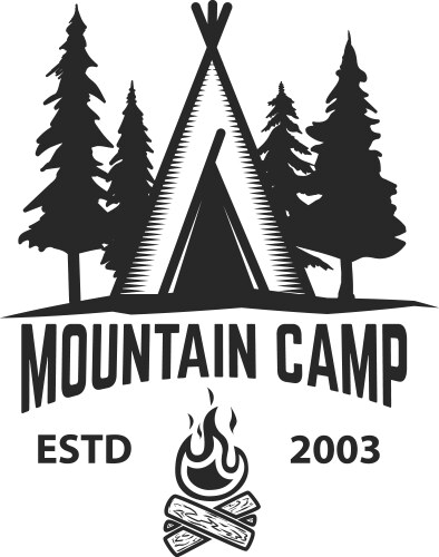 Mountain camp emblem template camping tent vector image