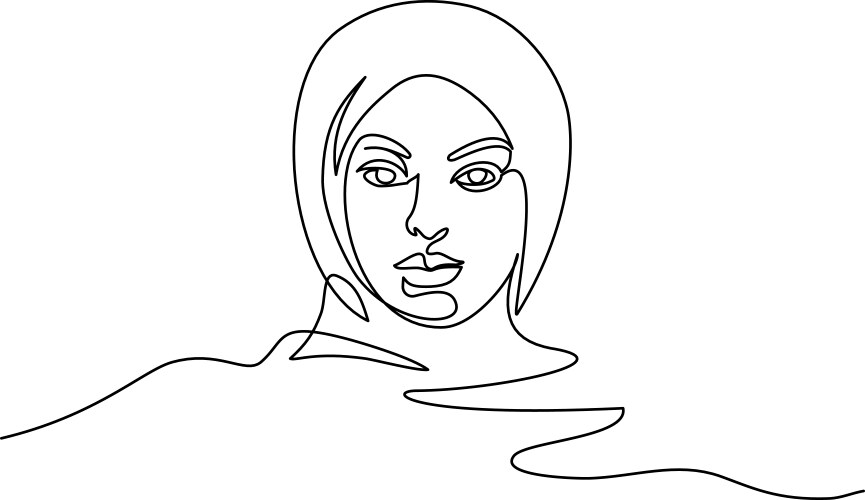 portrait pretty muslim woman one line drawing vector image