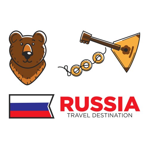 Russia travel symbols for russian tourist vector image